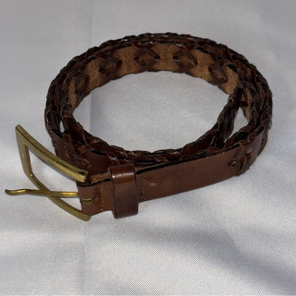 Genuine Leather Women’s Brown Braided Belt Size M/L - Picture 1 of 9